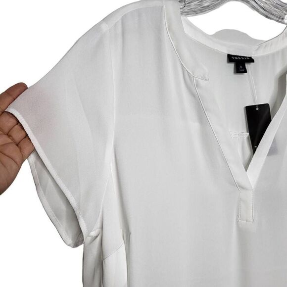 Torrid White Georgette Short Sleeves Blouse Size Large - Picture 5 of 10
